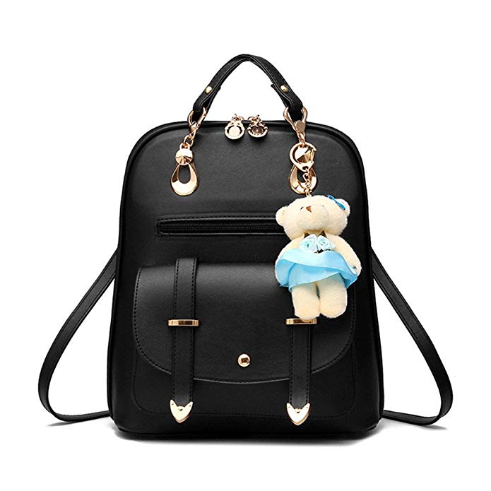 Hynbase Retro Women Fashion PU Leather Shool Bag Casual Backpack Shoulder Bag