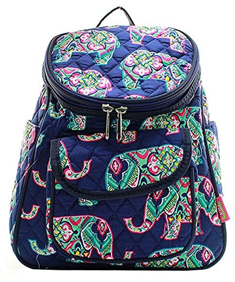 Floral Elephant Print Canvas Small Mini Backpack Handbag