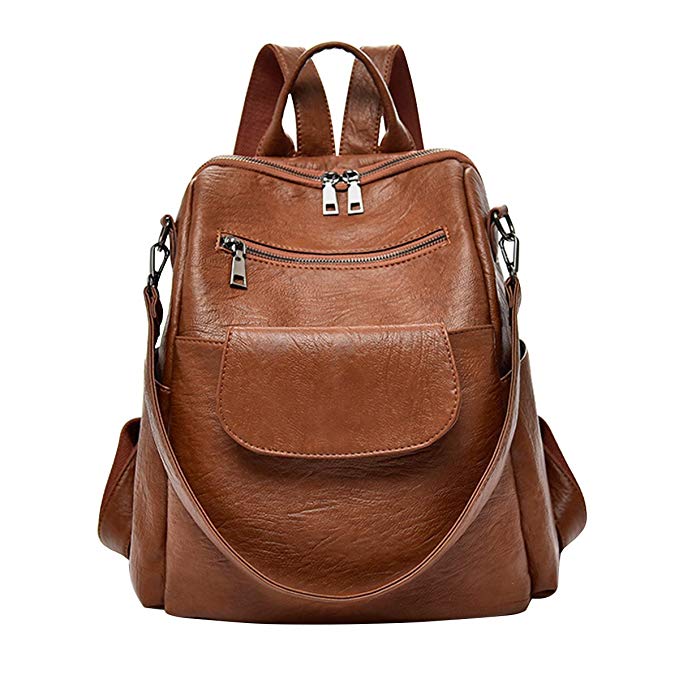 ABage Women's Washed Leather Backpack Purse Handbag Travel College School Shoulder Bag