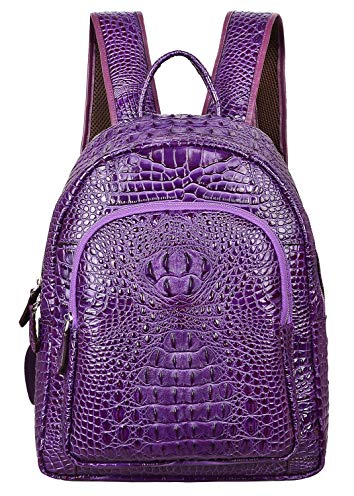 PIJUSHI Women Leather Backpack Crocodile School Backpack Casual Rucksack (G9935 coffee)