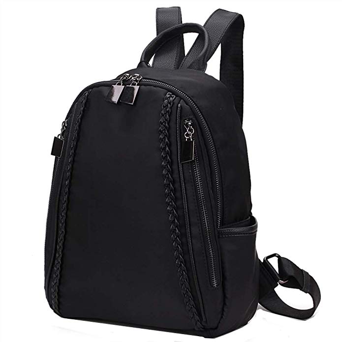 Women Backpack Purse,RAVUO Grain PU Leather and Nylon Ladies Rucksack Small Casual Fashion Backpack for Girls