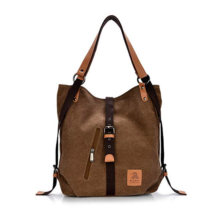 Unisex Canvas Shoulder Bag Casual Travel Daypack Backpack Large Capacity Handbag Messenger Hobo Tote Bag