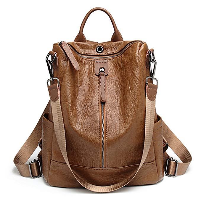 ZUNIYAMAMA Casual Purse Fashion School Leather Backpack Crossbady Shoulder Bag Mini Backpack for Women & Teenage Girls brown