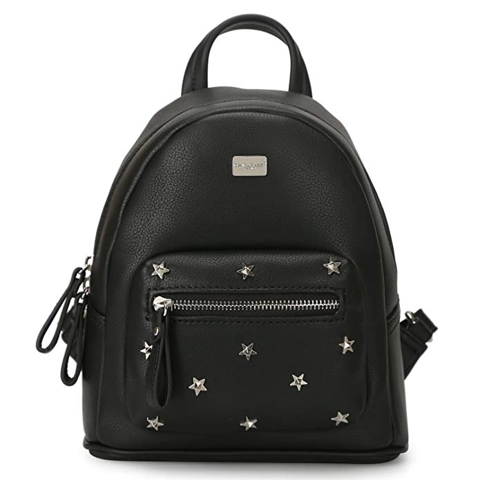 DAVIDJONES Women's Faux Leather Small Designer Star Rivet Studded Backpack Purse for Girls