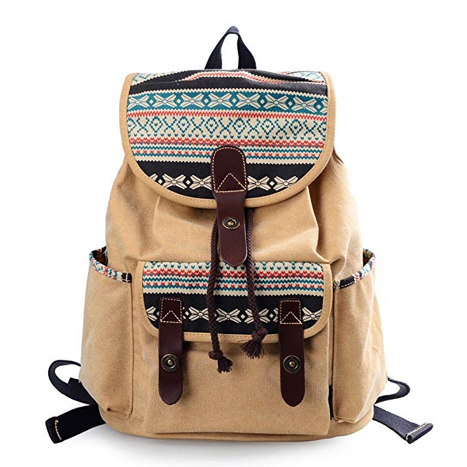 Douguyan Women Floral Print Casual Canvas Backpack Rucksack Cute School Backpack