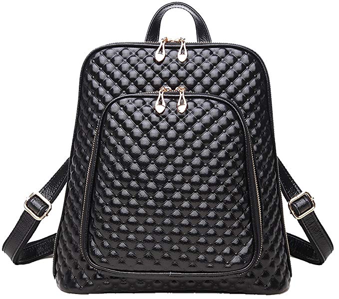 Coolcy New Fashion Women's Genuine Leather Backpack Casual Shoulder Bag