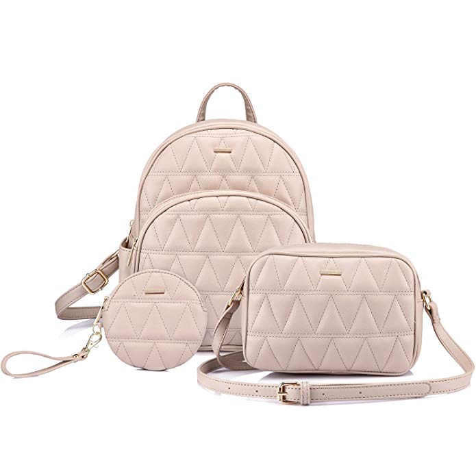 Backpack Purse Quilted Casual Backpacks Handbags for Women Shoulder Bag Coin bag 3 Pieces Set