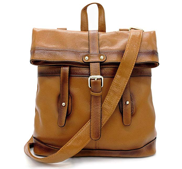 La Poet Women’s Genuine Leather Convertible Shoulder Crossbody Bag Tote Backpack