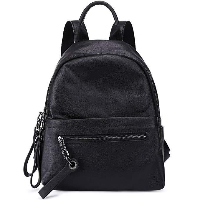 Soft Pebble Leather Backpack For Women Black Casual Shoulder Bags For College Girls