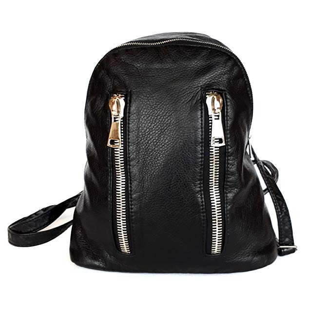 Le Sac Backpack for Women Ladies in Black Fashion Urban Cute with 2 Front Pockets