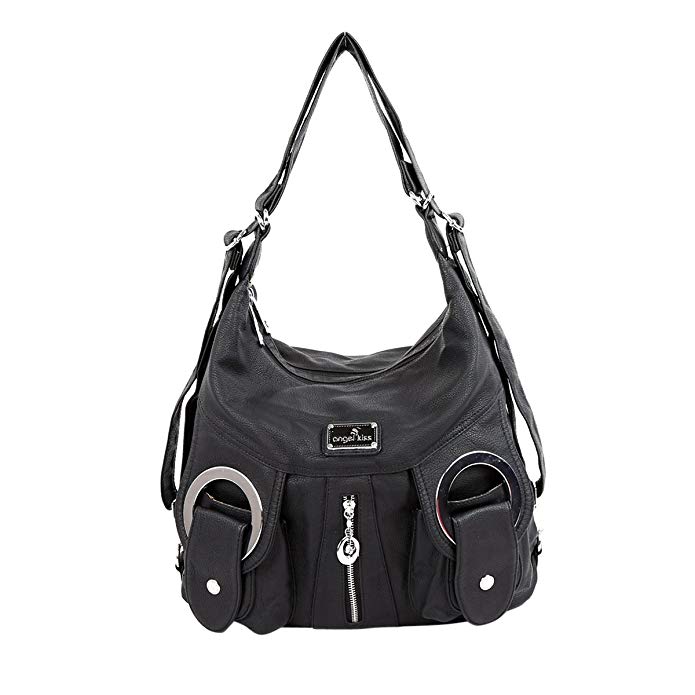 Angelkiss 2 Separated Rooms Multiple Pockets Purses and Handbags Washed Leather Shoulder Bags Backpack Women W6802