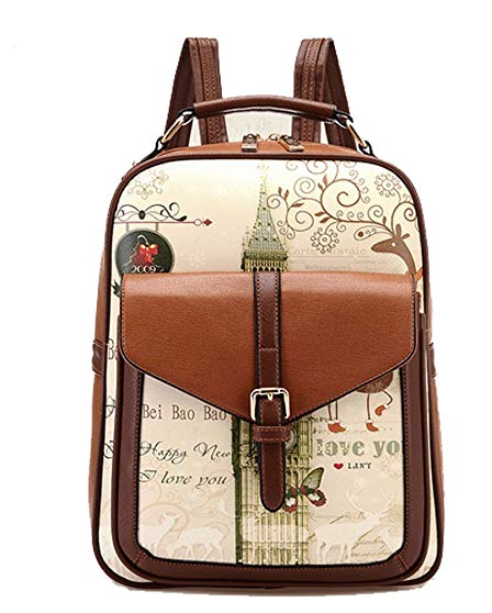 Buenocn Women's Backpack Classic Print Personalized Handbag Backpack Travel Bag Shy513