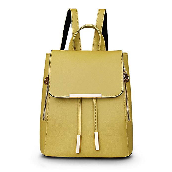 Rubysports Bags Women Candy Color Pu Soft Leather Lovely Backpack Cute Schoolbag Shoulder Bag