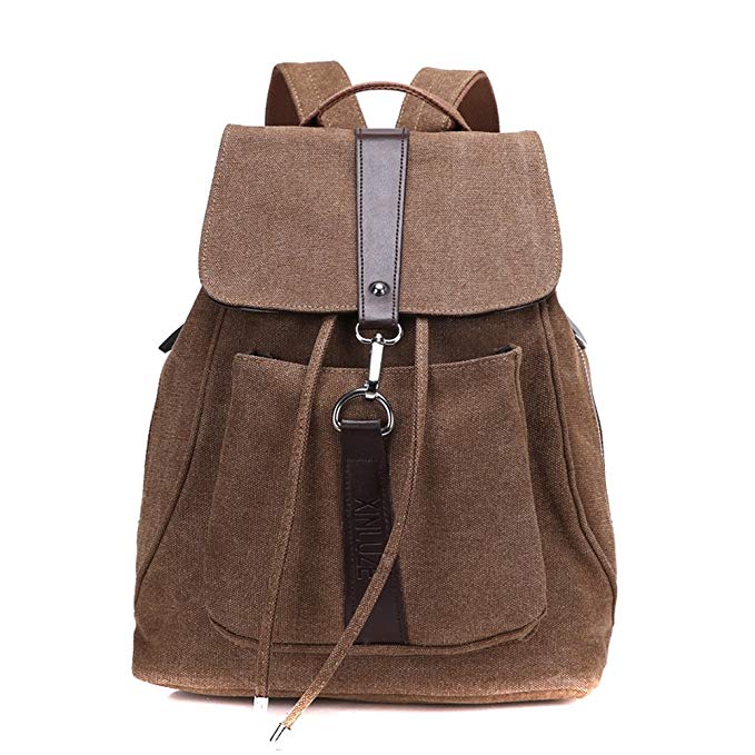 Classic Retro Casual Canvas Backpack Daypack Schoolbag for Women and Girls