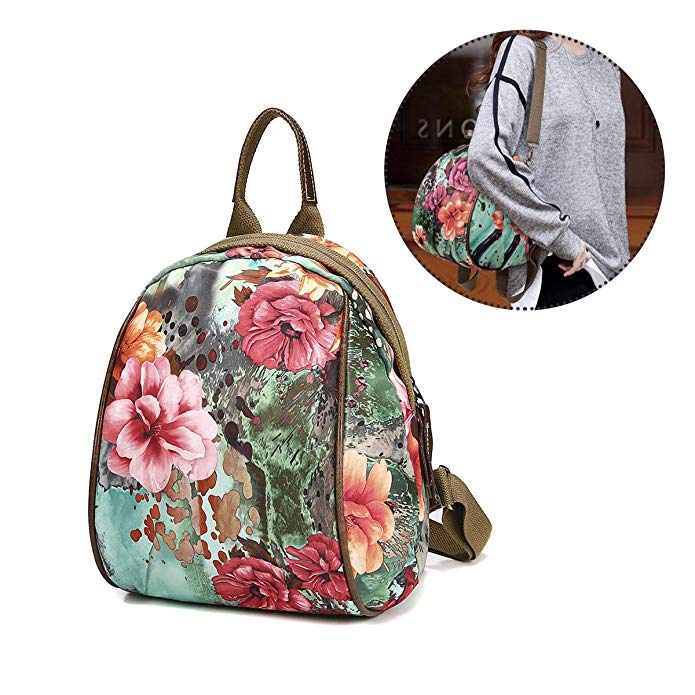 JOSEKO Fashion Shoulder Bag Rucksack, Women Nylon Flower Multifunctional National Style Handbag Shoulder Bags Backpacks