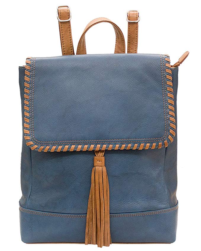 ili 6699 Leather Whipstitched Backpack Handbag