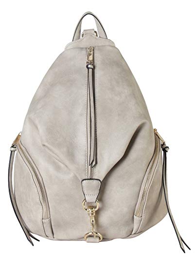 Diophy PU Leather Fashion Backpack with Zipper Pockets on Both Side Womens Purse Handbag AB-052