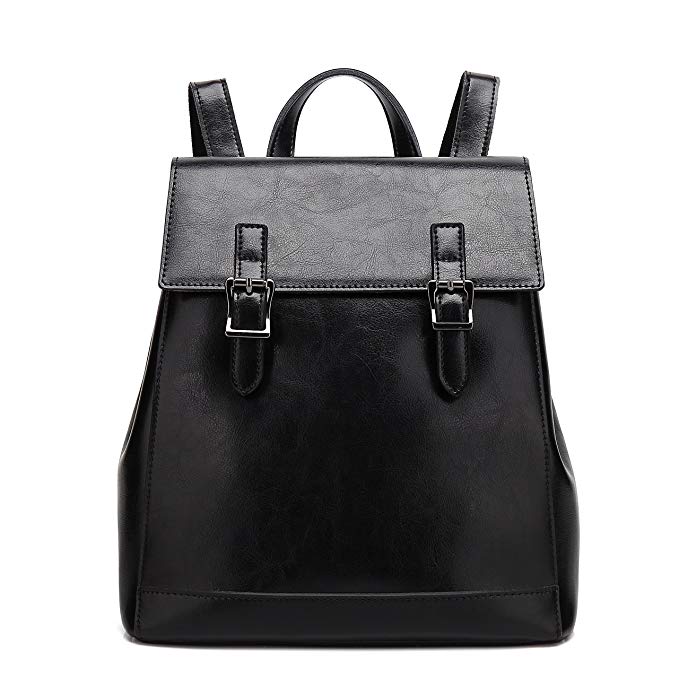 Women Leather Backpack Casual Travel School Bag Daypack with Large Capacity