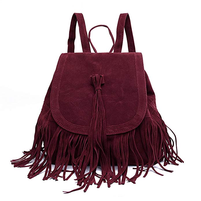 LUI SUI- Valentine's Day Gift Women's Fringed Backpack Tassel Shoulder Bag …