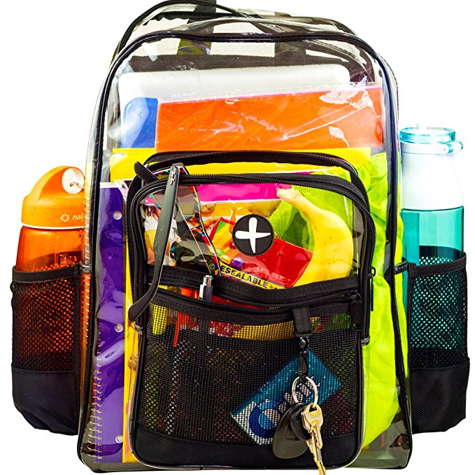 LARGE Clear Plastic Security Backpack, Heavy Duty, Water Resistant, School Safety Backpack