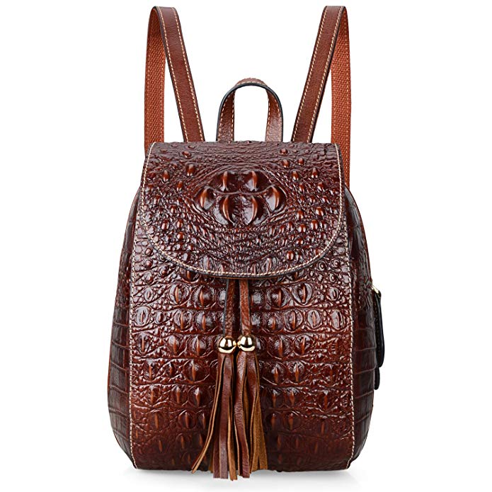 PIJUSHI Leather Backpack For Women Crocodile Bags Fashion Casual Backpack Purses