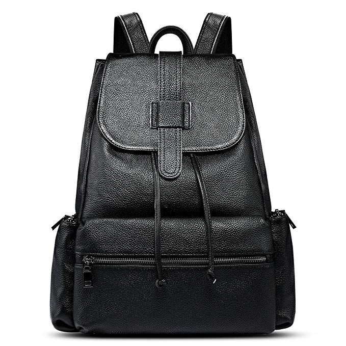 S-ZONE Casual Fashion Women Genuine Leather Backpack for School Travel