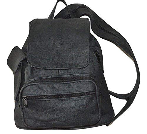 Genuine Leather BLACK Backpack Womens Purse Shoulder Bag Sling bag