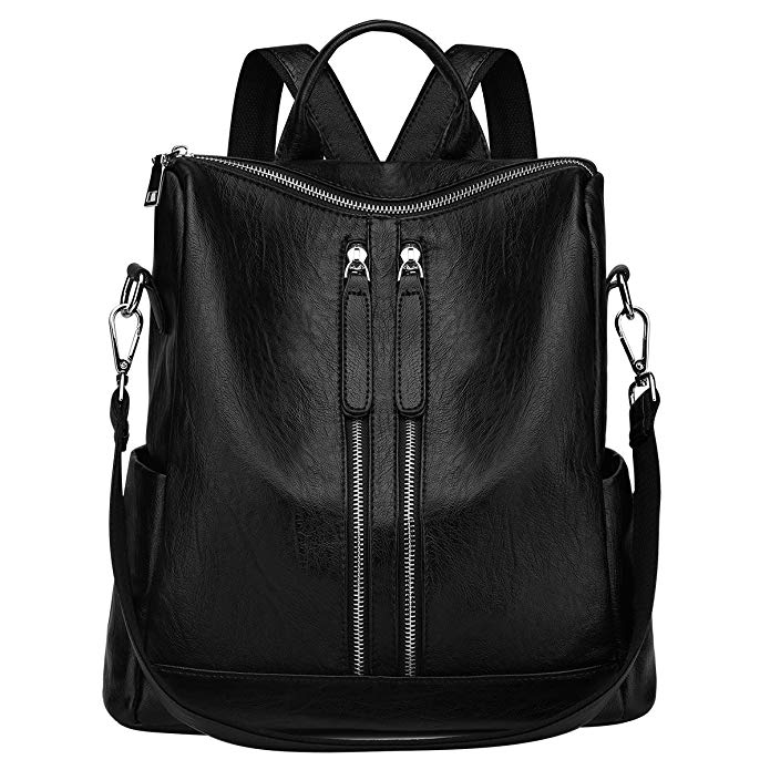 SAMSHOWME Lightweight Women PU Leather Backpack Shoulder Bag Casual ...